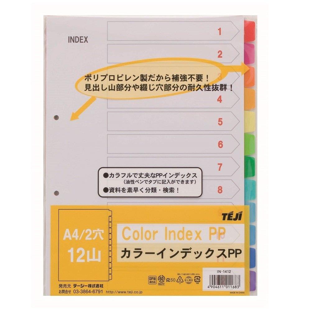 テージー カラーインデックスPP IN-1412 A4 2穴 12山(12色)