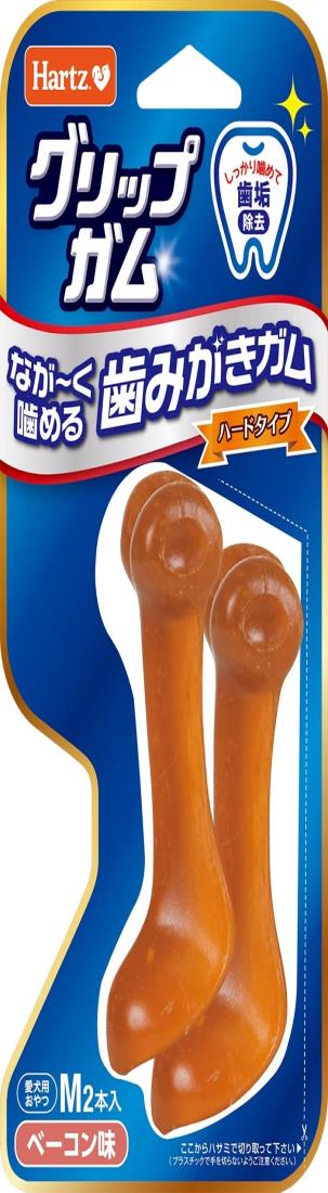 グリップガム 犬用おやつ ながーく噛める歯磨きガム M 2本入| ハーツ(Hartz) | デンタルケア | 歯みが..