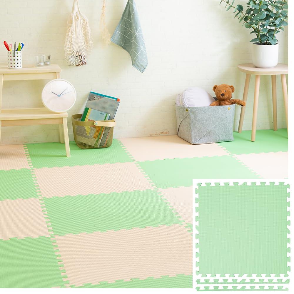 アイリスプラザ ジョイントマット 大判 60cm 20mm カラーマット 防音 傷防止 ペット 赤ちゃん PEJTM-602 グリーン 60×60 4枚セット