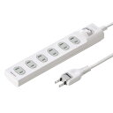 サンワサプライ 電源タップ 火災予防ホコリ防止シャッター 一括集中スイッチ スイングプラグ 2P・6個口(3m) ホワイト TAP-TSH63SWN