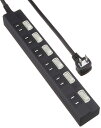 雷に強い節電タップ 6個口 2m 黒_HS-TPK62PBT-K 00-6945