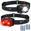 LED ヘッドライト DAI NING 電池式 2個セット 【単4電池 6本付属】 父の日ギフト ヘッドランプ 高輝度 超軽量 4つ点灯モード 白&赤ライト S...