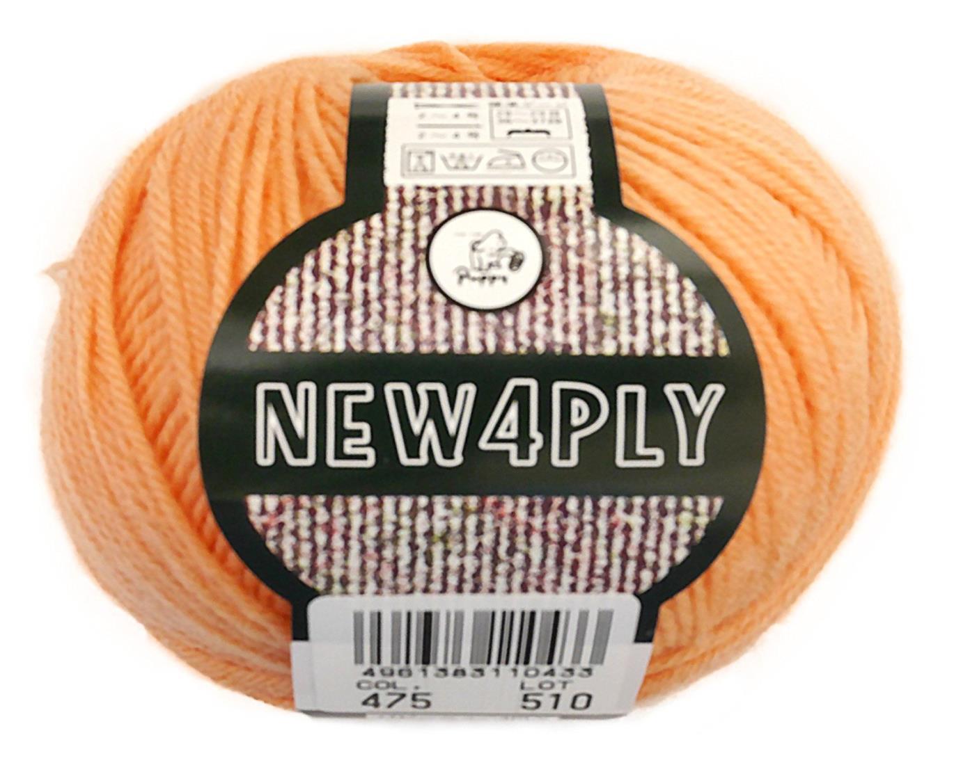 パピー ニュー4PLY 毛糸 中細 Col.475 オレンジ 系 40g 約150m 10000110