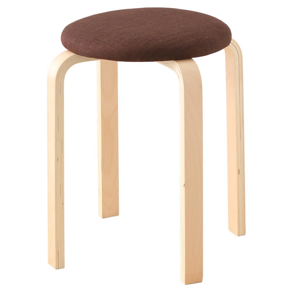 アイリスプラザ 椅子 木製 スツール ブラウン ファブリック スタッキング 積み重ね収納 座面直径約32×高さ約45cm SL-02F