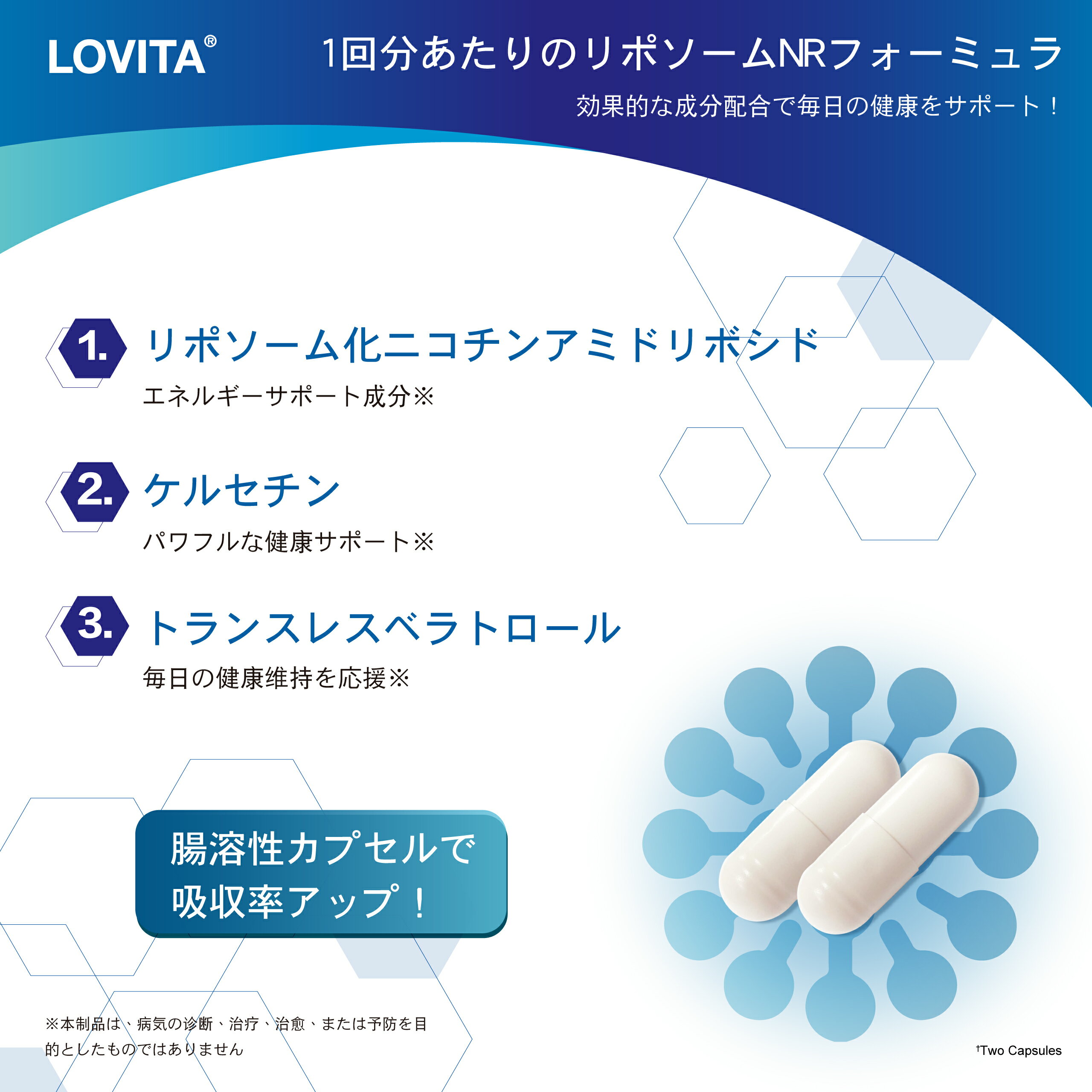 LOVITA ��ݥ����� NR ���ץ� 1000 mg ��ۼ��˥����󥢥ߥɥ�ܥ��� �쥹�٥�ȥ����� ���륻���� cGMPǧ�� ����ꥫ�� 100γ �������󥰥��� ���������� 40�� 50��