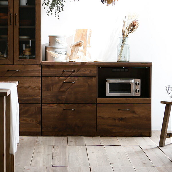 キッチンカウンター 完成品 食器棚 キッチン収納 キッチンボード ロータイプ 引き出し 国産 レンジ 炊飯器 トースター おしゃれ 【日本製】 101cm 一人暮らし スライド スライドレール キッチンストッカー