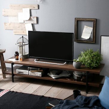 幅150cm テレビ台 TV台 TVシェルフ ローボード テレビボード AVボード テレビラック AVラック 収納 ディスプレイラック インダストリアル調 木製 スチール脚 テレワーク 在宅