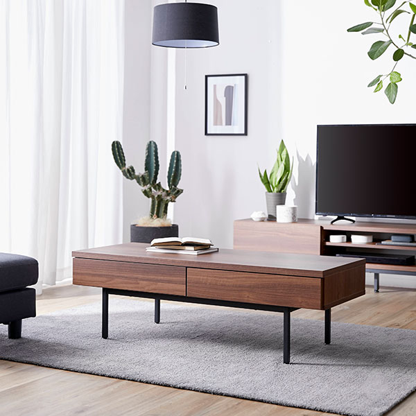 テーブル センターテーブル ローテーブル おしゃれ 120cm 半完成品 国産 コーヒーテーブル 引き出し 小さめ 小さい ミニ 収納付き 木製 スチール シンプル かわいい 日本製 在宅 リモートワーク