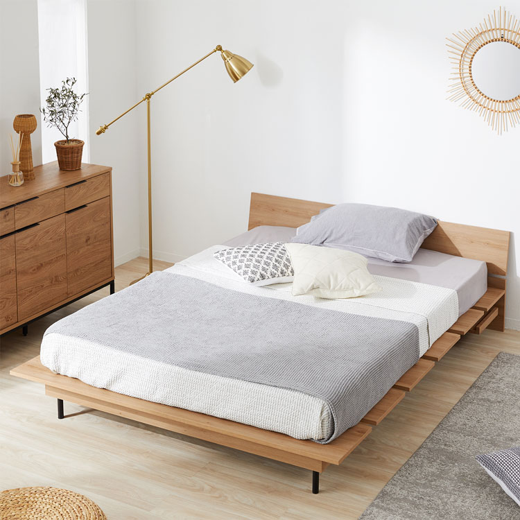 [お買い物マラソン! 5/9 20:00-5/16 1:59] ベッドフレーム ベッド ローベッド ロータイプ ダブル ダブルベッド 木製ベッド 一人暮らし おしゃれ ヘッドボード ウォルナット ウォールナット ナチュラル タップ収納