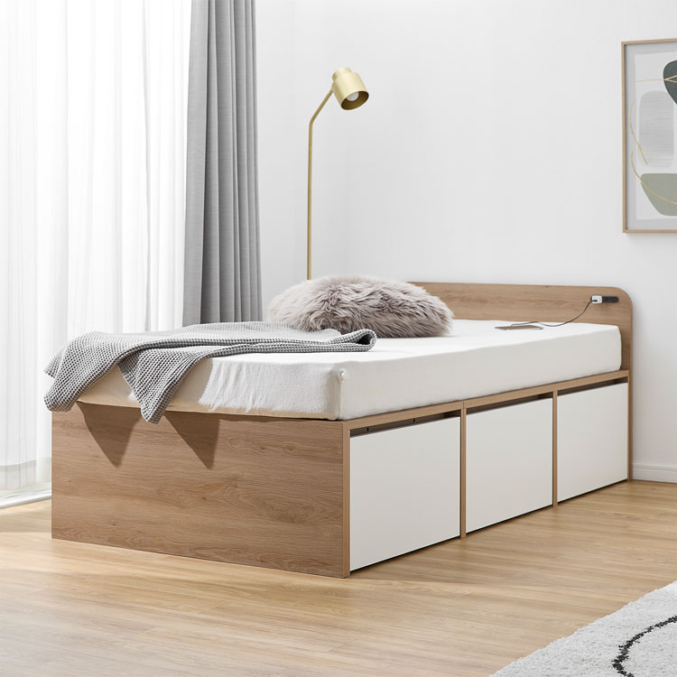 ベッド ベッドフレーム 収納付き マットレスセット マットレス付き すのこ すのこベッド 収納付きベッド 収納 引き出し 引き出し付き コンセント コンセント付き 大容量 省スペース ハイタイプ 一人暮らし ワンルーム