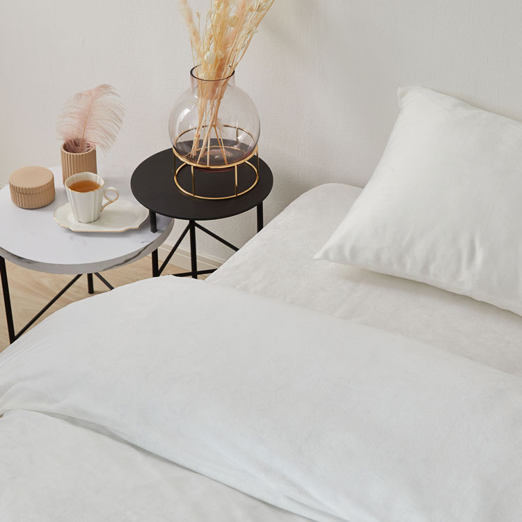 掛布団カバー ボックスシーツ 枕カバー 4点セット D ダブル ダブルサイズ ベッドシーツ セット 布団カバー 布団 寝具 ベロア調 シンプル かわいい 大人可愛い 白 ホワイト グレー