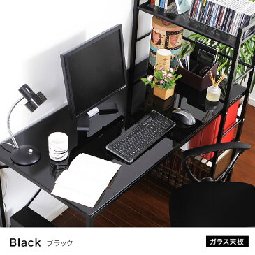 【品質の久富モデル】 パソコンデスク デスク 幅120cm ガラス 収納 ラック付き 木製 PCデスク ワークデスク オフィスデスク 机 収納棚 ラック ハイタイプ 学習机 勉強机 コンパクトデスク システムデスク テレワーク