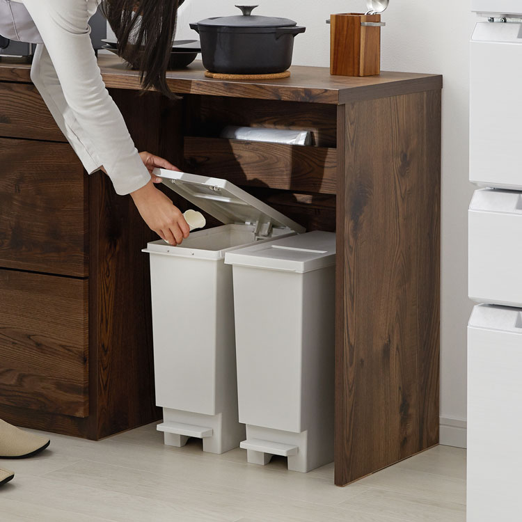 キッチン収納 キッチンカウンター ゴミ箱収納 棚 作業台 レンジ台 アンティーク調 日本製 引き出し 引き出し収納 おしゃれ 大川家具 組み立て簡単