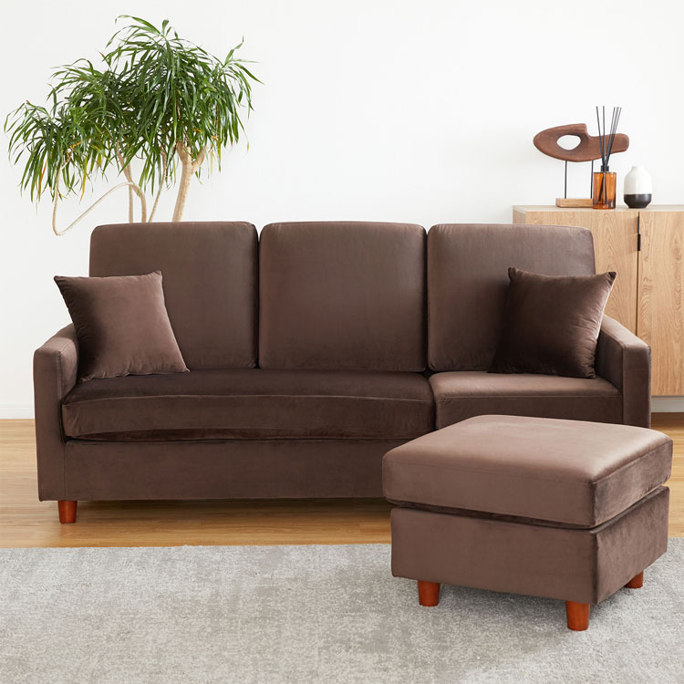 ソファー ソファ カウチソファー ソファーベッド 2.5人掛け 3人掛け 三人掛け l字型 おしゃれ コンパクト 一人暮らし モダン ベルベット調 脚付き コーナーソファー l字ソファー 脚 取り外し かわいい ローソファー