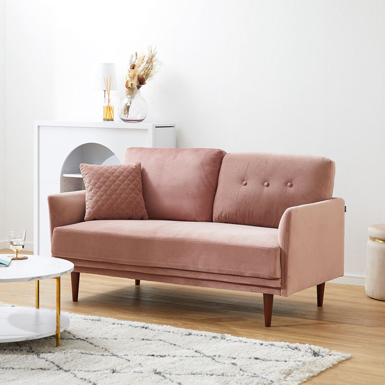 [ポイント10倍! 11/20 20:00-11/25 23:59] ソファー 2人掛け 2.5人掛け ソファ 2人掛けソファ リビング おしゃれ かわいい リビングソファ 肘かけ クッション 脚付き 幅136cm コンパクト 可愛い ベージュ ピンク 一人暮らし おしゃれ