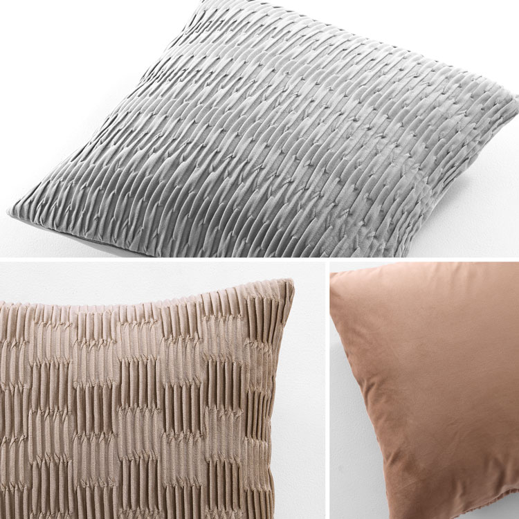 クッションカバー プリーツ 高級感 凹凸 高見え ウォッシャブル 洗濯OK 洗える おしゃれ ピンク ブラウン グレー