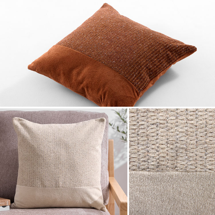 クッションカバー ツートーン ファスナー 高見え 洗濯OK 洗える ウォッシャブル レッド ホワイト