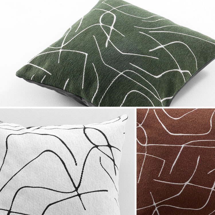 クッションカバー リバーシブル アート モダン おしゃれ 凹凸 高見え ベルベット調 洗濯OK 洗える レッド ブラウン グリーン ホワイト