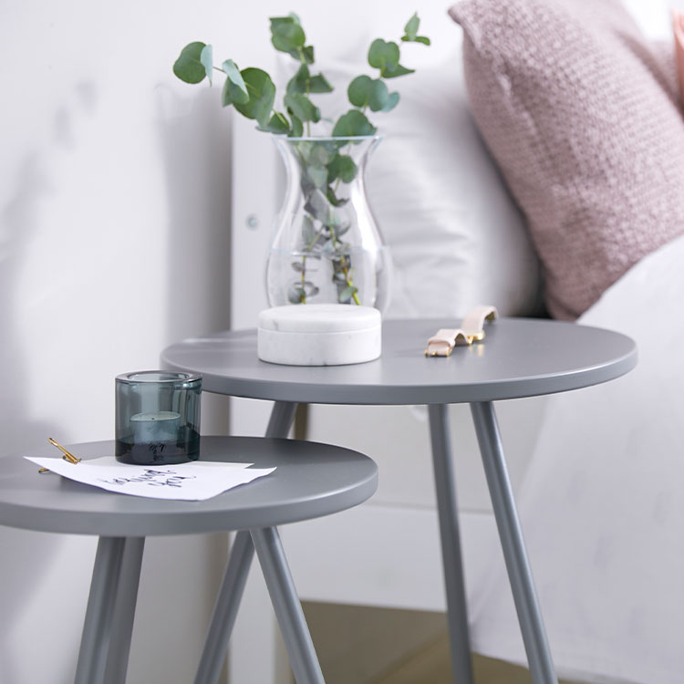 テーブル ネストテーブル ラウンドテーブル サイドテーブル 2個 セット テーブルセット コンパクト コーヒーテーブル 机 スチール 金属 おしゃれ 円形 丸形 モノトーン