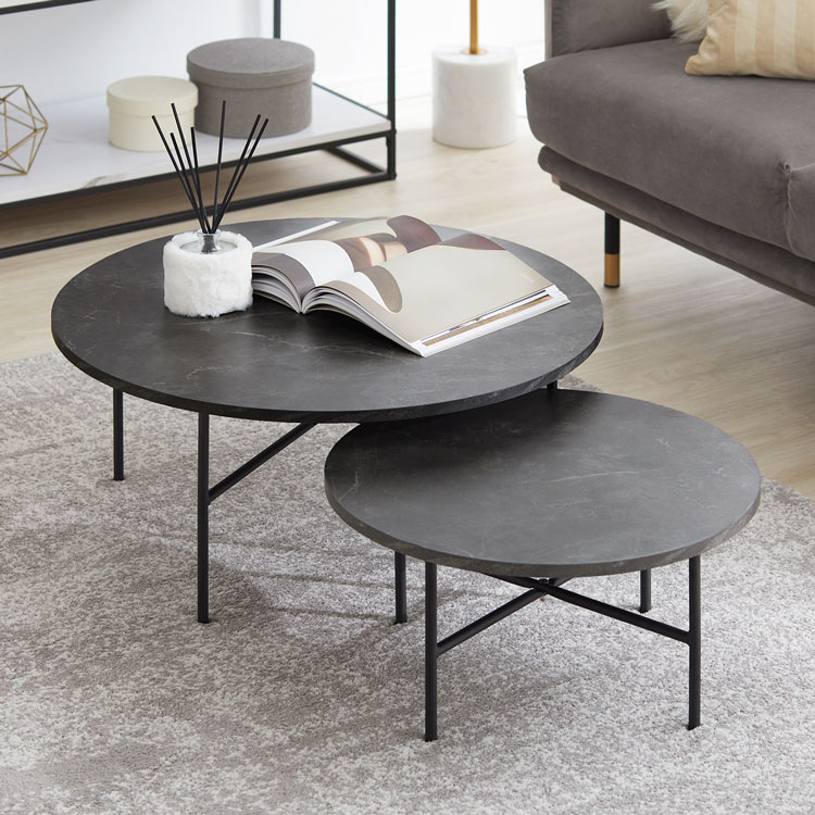 [ポイント10倍! 11/20 20:00-11/25 23:59] テーブル ネストテーブル センターテーブル おしゃれ リビング コンパクト 大理石風 大理石柄 モダン シンプル リビング 円 円形 丸 一人暮らし