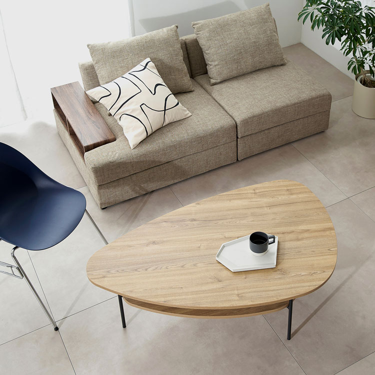 ローテーブル テーブル センターテーブル オーバルテーブル コーヒーテーブル リビングテーブル 変形テーブル 楕円テーブル 机 木目調 スチール脚 おしゃれ 脚 スチール 円 円形 リビング 収納 収納付き 棚付き 北欧風