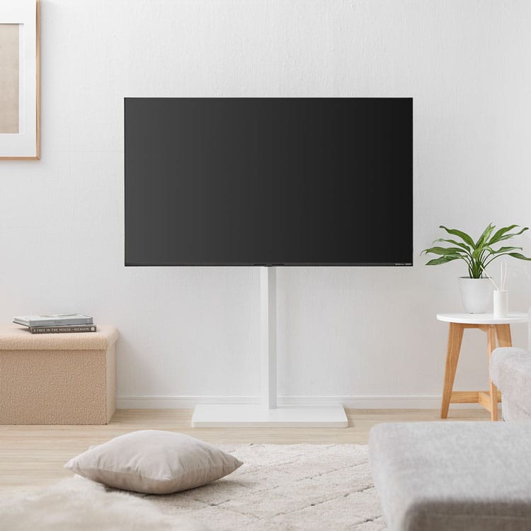 テレビ台 TV台 テレビスタンド スタンドテレビ台 壁掛け風 ハイタイプ 32~55型対応 モニタースタンド 壁寄せ 壁掛け スリム 薄型 コンパクト 棚なし 棚付き 首振り 角度調節 高さ調節 ホワイト おしゃれ ディスプレイ