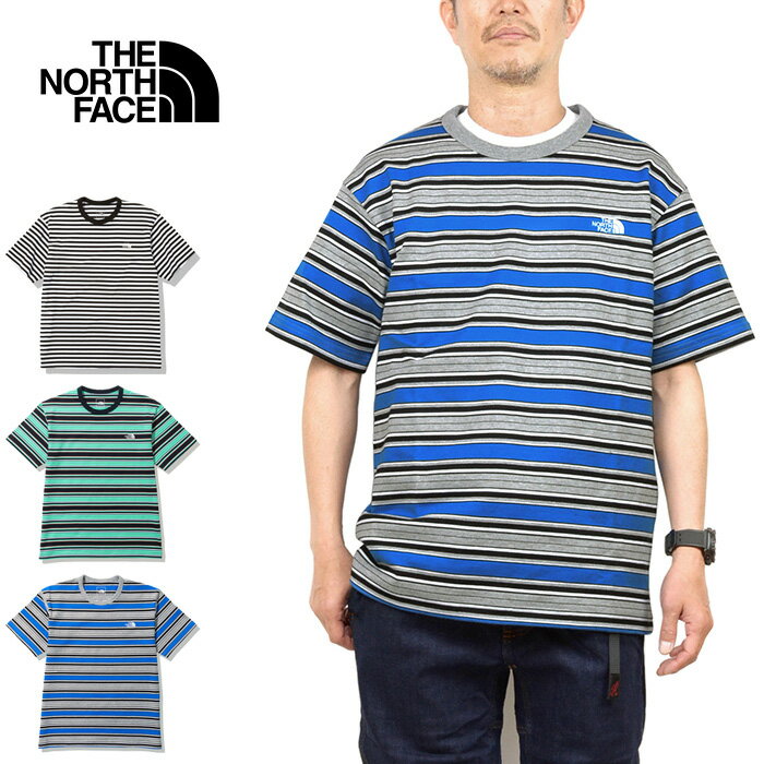 【SALE】THE NORTH FACE ザ ノースフェイス NT32253 S/S MULTI BORDER TEE ショートスリーブマルチボーダーティー Tシャツ ボーダー柄 総柄 UVカット 厚手 半袖 トップス アウトドア メンズ レディース 3カラー 国内正規 2023SS 30%OFF