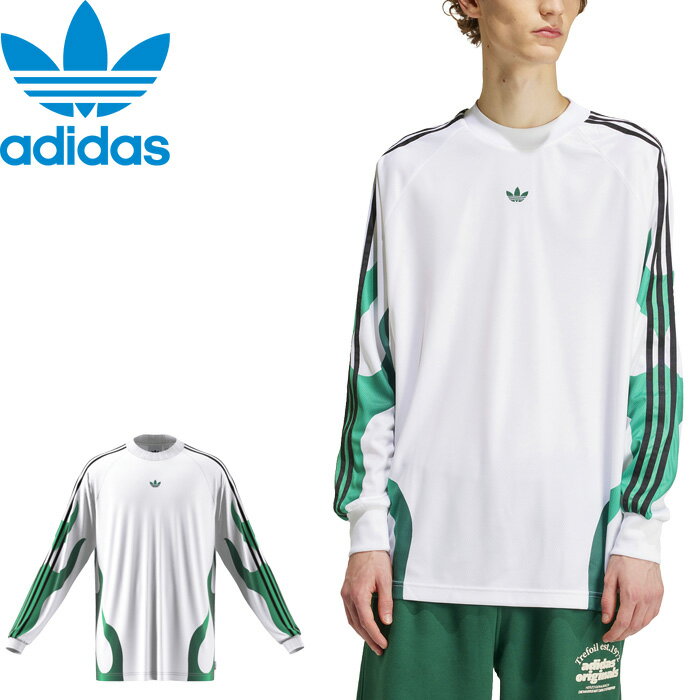 アディダス adidas Originals アディダス オリジナルス FLAMES BIKE SHIRT フレーム バイク シャツ IS0221 JSW04 メッシュ 長袖 トップス トレフォイル ロゴ 刺繍 スポーツ メンズ レディース ホワイト 国内正規 2024SS