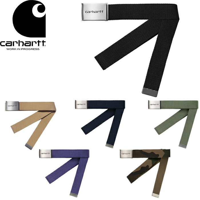 Carhartt WIP カーハート WIP I019176 CLIP BELT CHROME クリップ ベルト クローム ガチャベル スクリプト ロゴ 小物 雑貨 迷彩 カモ柄 ストリート ミリタリー ワーク インプログレス メンズ レディース 6カラー 国内正規