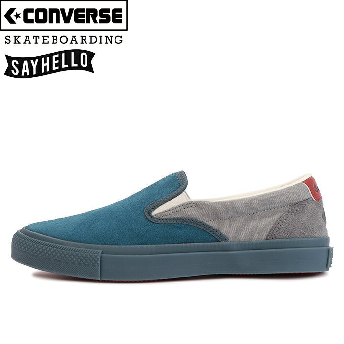 【SALE】CONVERSE SKATEBOARDING コンバース スケートボーディング 34201130 CS SLIP-ON SK SAYHELLO スリップオン スケート セイハロー プラス スウェード スリッポン 1SD114 SB スニーカー シューズ メンズ ブルー/グリーン/グレー 国内正規 40 OFF