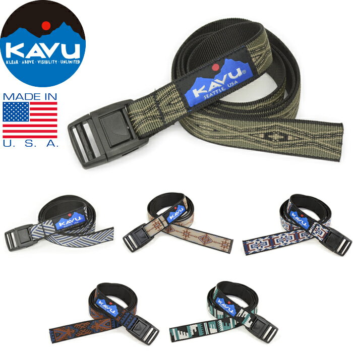 KAVU カブー 914 BURLY BELT バリー ベルト 11863002 バーリー イージー ナイロン ウェービング 25mm チロリアン テープ ネイティブ 幾何学 柄 フリーサイズ アメリカ製 アウトドア メンズ レディース 6カラー 国内正規