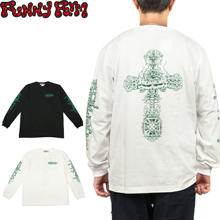 FUNNY FARM ファニーファーム F04 PRINT L/S T-SHIRT F04 プリント ロングスリーブ Tシャツ ロンT スカル ドクロ タトゥースタジオ リバイバル コットン 長袖 トップス カットソー ストリート 裏原宿 メンズ レディース 2カラー 国内正規