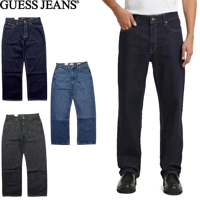 樂天商城 - 【SALE】GUESS JEANS ゲス ジーンズ G18 RELAXED DENIM PANTS リラックスデニムパンツ リンス ウォッシュ ユーズド加工 インディゴ ブラック ルーズ 5ポケット ロゴ ストリート アメカジ カジュアル シンプル メンズ レディース 3カラー 国内正規 2025AW 10%OFF