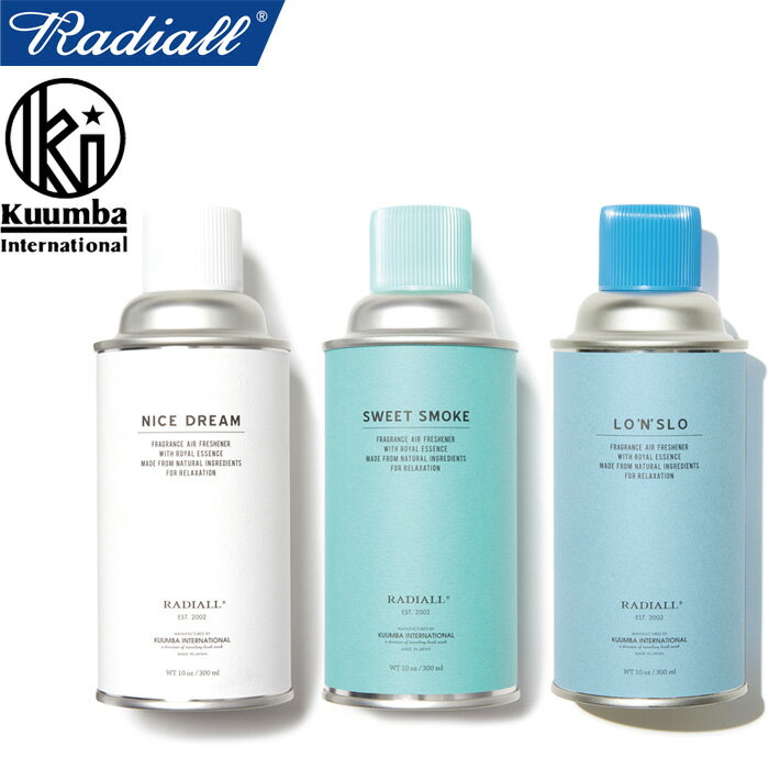 RADIALL×KUUMBA ラディアル×クンバ AIR FRESHENER SPRAY RAD-KMB002 RAD-KMB005 RAD-KMB016 エアフレッシュナー スプレー NICE DREAM ナイスドリーム SWEET SMOKE スウィートスモーク LO-N-SLO ロンスロー 芳香剤 日本製 コラボ 3カラー 国内正規 2024SS