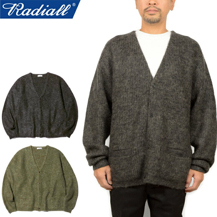 楽天LOWBROW【SALE】RADIALL ラディアル RAD-22AW-KNIT002 SHADY GROVE - CARDIGAN SWEATER L/S シェイディー グローブ カーディガン ロングスリーブ セーター モヘア ニット アメカジ ワーク ストリート スケート 日本製 メンズ レディース 2カラー 国内正規 20％OFF