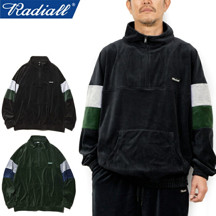 【SALE】RADIALL ラディアル RAD-22SS-CUT003 PUSH STAND COLLARED SWEAT SHIRT L/S プッシュ スタンド カラード スウェット シャツ ハーフジップ トップス ベロア アメカジ ストリート ローライダー メンズ レディース 2カラー 国内正規 40%OFF