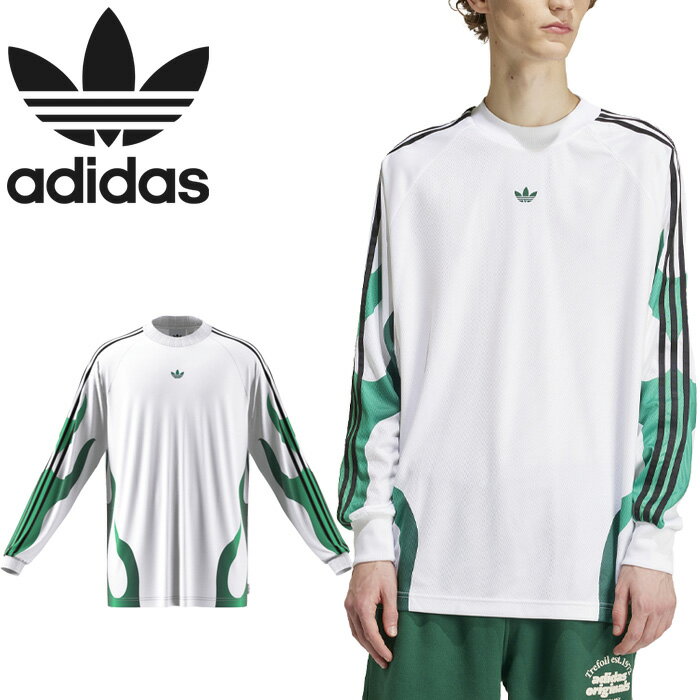 アディダス オリジナルス adidas Originals IS0221 JSW04 フレーム バイク シャツ FLAMES BIKE SHIRT メッシュ トレフォイル 三つ葉 ストリート メンズ レディース ユニセックス 長袖 ホワイト 国内正規 2024SS