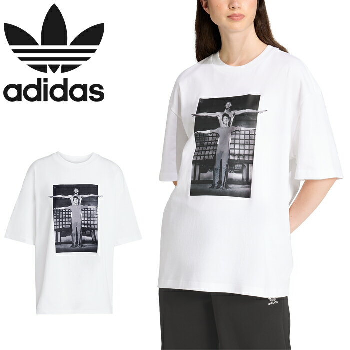 アディダス オリジナルス adidas Originals TS012 JZ7907 ホットショット グラフィック Tシャツ BL Icon Tee ブルース・リー アブドゥル・ジャバー フォトT ルーズフィット トレフォイル メンズ レディース ユニセックス 半袖 ホワイト 国内正規 2025AW