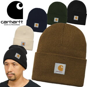 カーハートWIP Carhartt WIP I020222-22F アクリル ワッチ ハット ACRYLIC WATCH HAT ニット キャップ ビーニー スクエアラベル ストリート ワーク イン プログレス メンズ レディース ニット帽 防寒 保温 帽子 5カラー 国内正規 2022AW