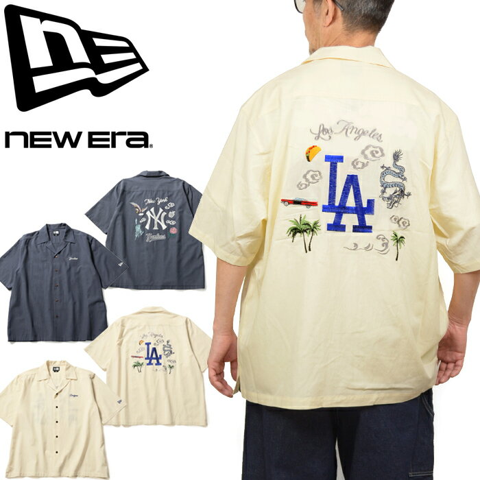 樂天商城 - ニューエラ New Era 14856641 14856642 メジャーリーグ ショートスリーブ スーベニアシャツ MLB S/S SOUVENIR SHIRT オープンカラー レーヨン アロハシャツ ヤンキース ドジャース ベースボール メンズ レディース 開襟 半袖 2カラー 国内正規 2026SS
