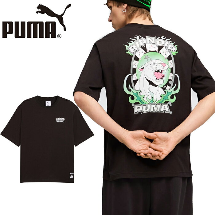 プーマ×リップンディップ PUMA×RIPNDIP 632413 ボクシーグラフィック Tシャツ BOXY GRAPHIC S/S TEE ネコ エイリアン クロヒョウ コラボ ロサンゼルス ストリート トップス ユニセックス メンズ レディース 半袖 2カラー 国内正規 10%OFF セール