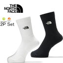 ザ・ノース・フェイス THE NORTH FACE NN82310 TNFロゴ2Pクルー ソックス TNF LOGO 2P CREW オーガニックコットン ミドル丈 2足組 靴下 アウトドア メンズ レディース ユニセックス 抗菌 防臭 下着 無地 KW TNFブラック×TNFホワイト 国内正規 2025SS