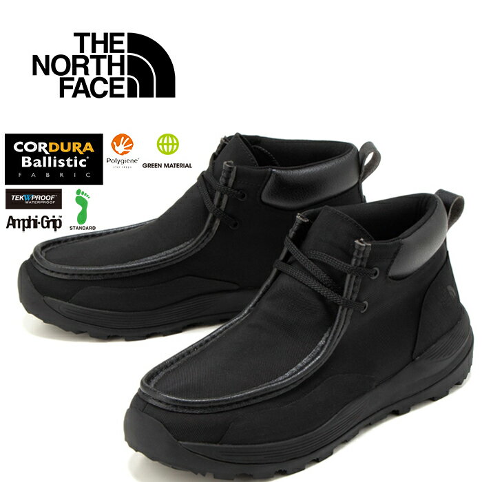 ザ・ノース・フェイス THE NORTH FACE NF52346 コーデュラ モカシン ウォータープルーフ CORDURA MOCCASIN WP タウンユース シューズ アウトドア ワラビー ブーツ ミドルカット メンズ 軽量 防水 抗菌 靴 KK TNFブラック×TNFブラック 国内正規 2023SS 20%OFF セール