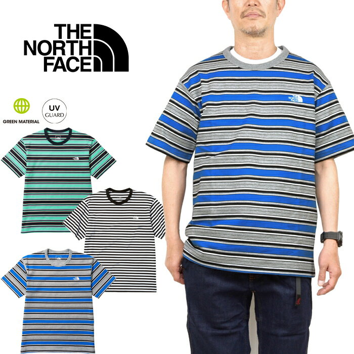 ザ ノース フェイス THE NORTH FACE NT32253 ショートスリーブ マルチ ボーダー ティー Tシャツ S/S MULTI BORDER TEE ヘビーウエイト オーガニックコットン アウトドア キャンプ メンズ レディース UVカット 総柄 厚手 半袖 3カラー 国内正規 2023SS 30 OFF セール