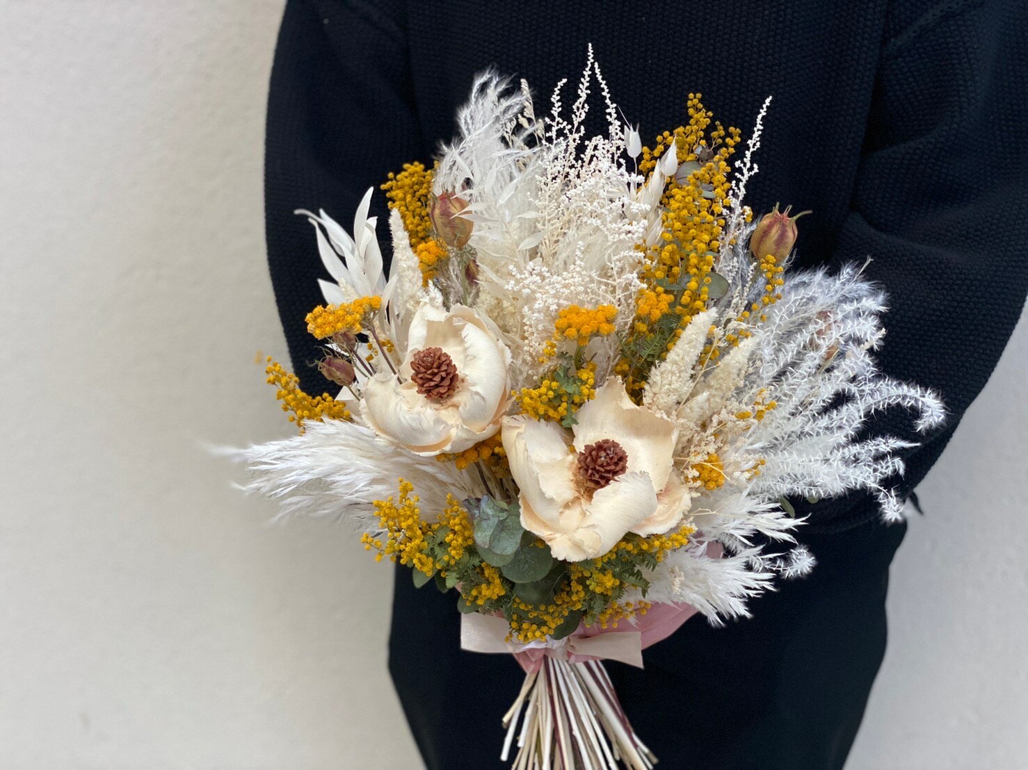 DRY BOUQUET ドライフラワー ブーケ（パームフラワー×ミモザ×パンパスなど）花束 お花 アレンジ ドライ おしゃれ かわいい 可愛い インテリア フラワーギフト 花ギフト 誕生日 結婚記念日 贈り物 結婚祝い 誕生日プレゼント 送料無料