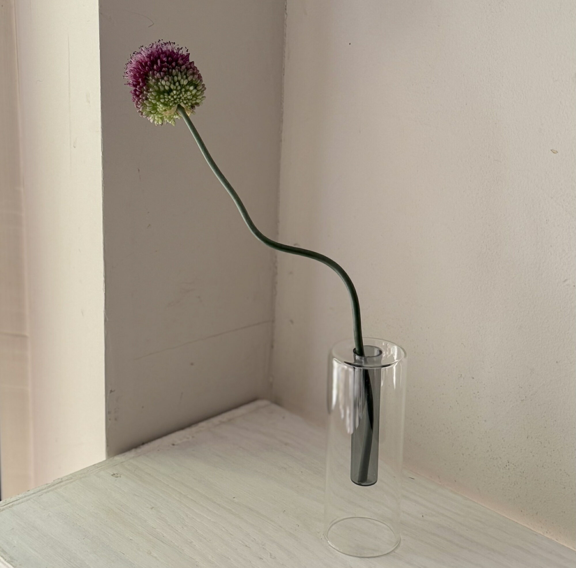 リバーシブルガラスベース 無駄のない直線的なフォルムが美しい、壁掛ベース。 上下どちらからでもお花を活けることができる、リバーシブルデザインのフラワーベースです。 上部が細口になっている側を使えば、一輪挿しや数本のお花をシンプルかつ上品に飾...