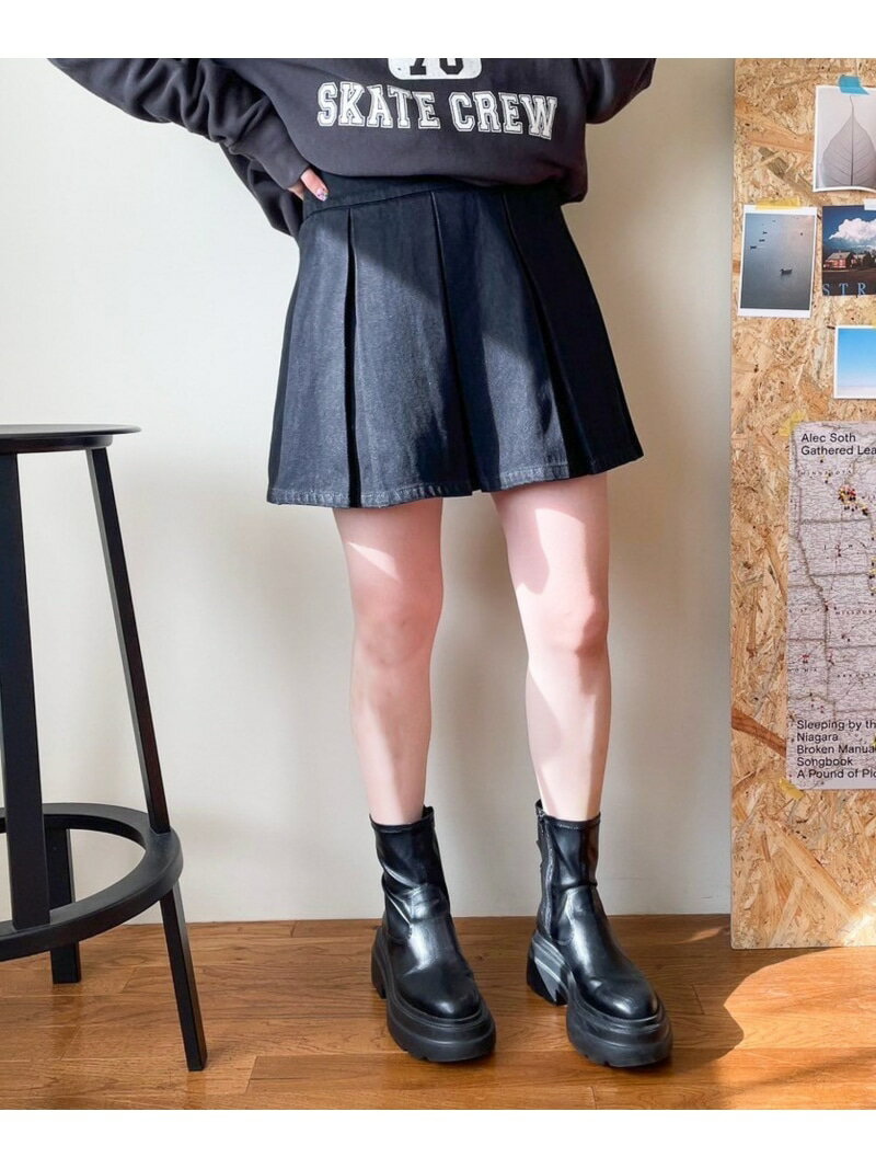 【SALE／50 OFF】デニムプリーツミニスカート LOWRYS FARM ローリーズファーム スカート ミニスカート ブラック ブルー【RBA_E】 Rakuten Fashion