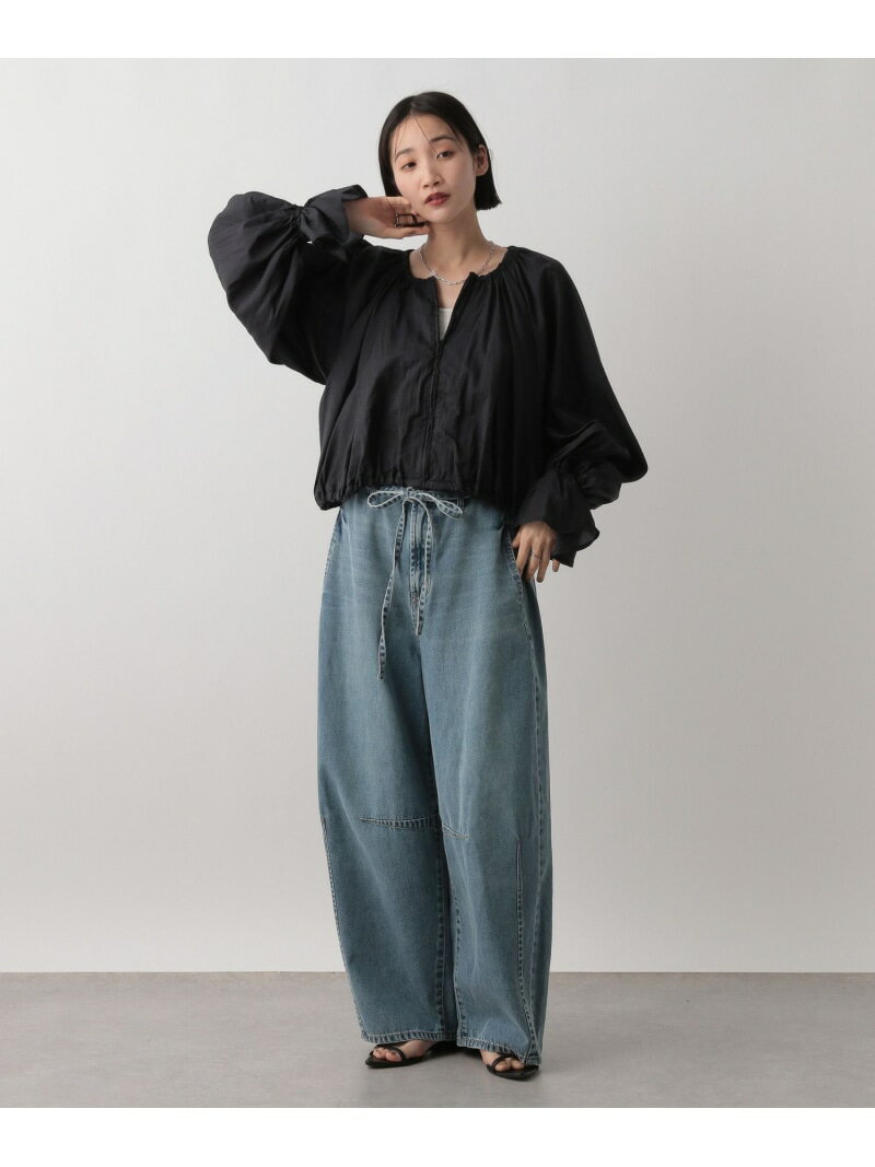 【SALE／30%OFF】ナイロンZIPギャザーブルゾン LOWRYS FARM ローリーズファーム ジャケット・アウター ブルゾン・ジャンパー ブルー ブラック ホワイト【RBA_E】【送料無料】[Rakuten Fashion]のサムネイル