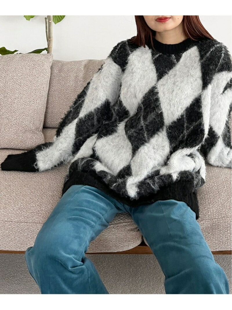 【SALE／50%OFF】アーガイルクルーPOLS LOWRYS FARM ローリーズファーム トップス ニット ブラック ブルー グレー【RBA_E】[Rakuten Fashion]のサムネイル