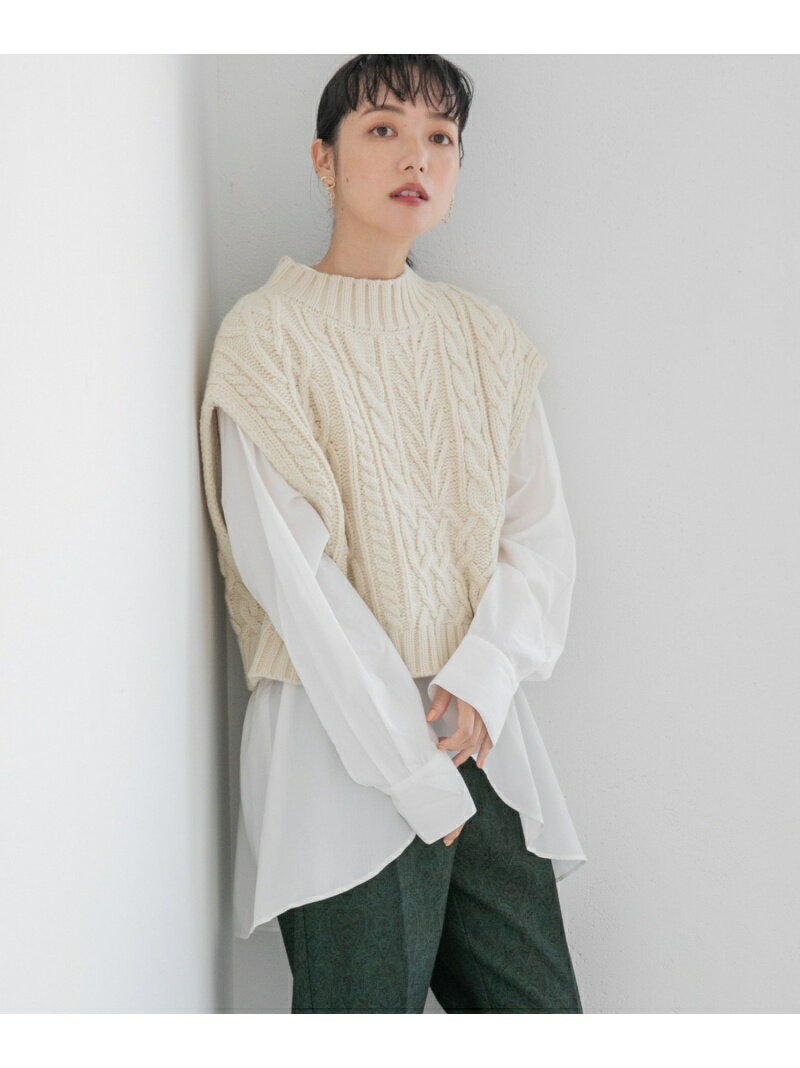 【SALE／52%OFF】(W)ハイネックケーブルベスト LOWRYS FARM ローリーズファーム トップス その他のトップス オレンジ ブラウン ブラック ベージュ【RBA_E】[Rakuten Fashion]のサムネイル